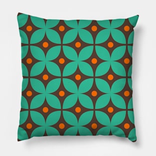 Geometric Pattern: Stylised Flower: Blue/Brown Pillow