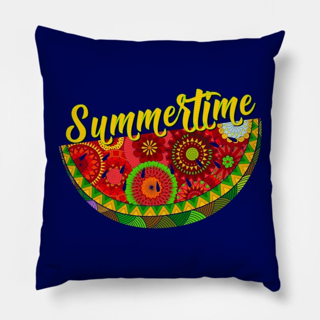 Fun Summertime Watermelon Art Pillow by AlondraHanley
