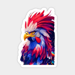 A rooster in the shape of an American eagle Magnet