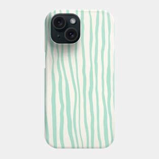 Vertical retro wavy lines - pastel turquoise Phone Case