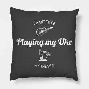 Playing My Uke by the Sea 0019 Pillow
