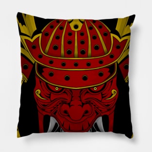 samurai's head and demon's face Pillow
