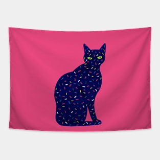 Cat Silhouette with Colorful Sprinkles Tapestry