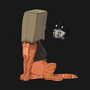 Orange Cat With Robot T-Shirt