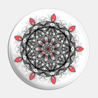 Coral Pedals Mandala Pin