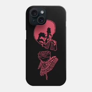 Skull and Rose Ink Art Tattoo Retro Red Phone Case