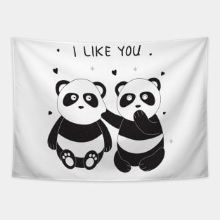 Panda Couple I Love You Tapestry