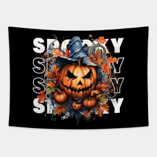 Witchy Pumpkin Fall Vibes Spooky Halloween Tapestry