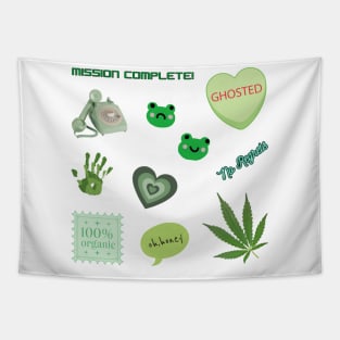 organic ghosted honey frog green pack sticker Tapestry