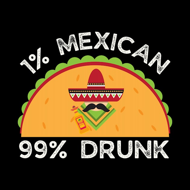 Funny Cinco de Mayo - 1% Mexican 99% Drunk by Ivanapcm