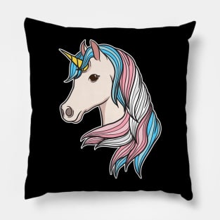 Trans Pride Unicorn Transgender LGBTQ Non-Binary Pillow