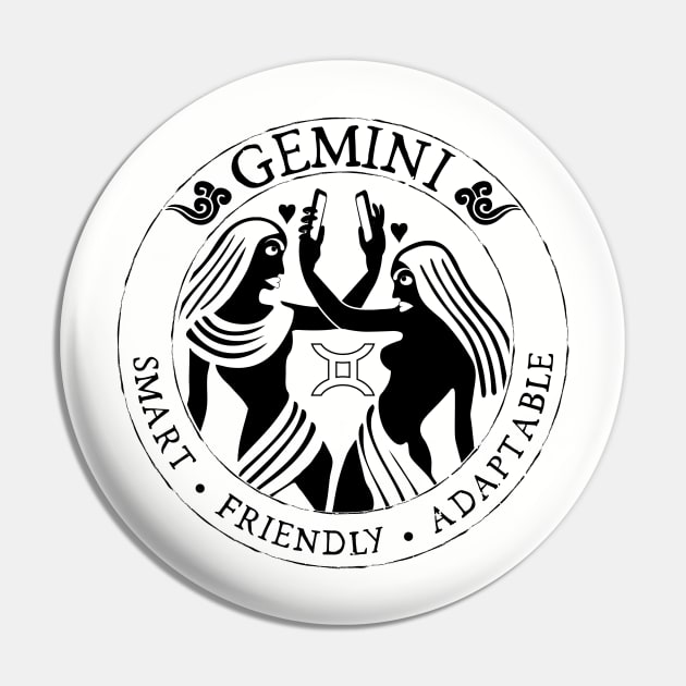 Gemini Zodiac Birthday Star Sign Zodiac Gift Pin by atomguy