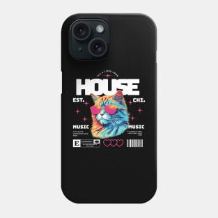 HOUSE MUSIC  - Cool Cat in Shades (white/pink) Phone Case