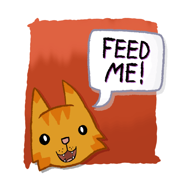 Feed Me! [Ginger Tabby Cat With A Red Background] by Quirkball