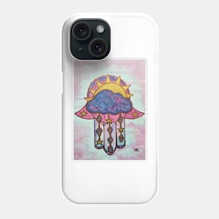 Raining Gems Hamsa by Harriette Knight Phone Case