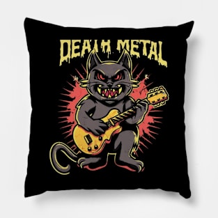 Death Metal Satanic Baphomet Cat playing guitar Pillow