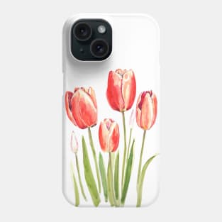 orange tulips watercolor Phone Case