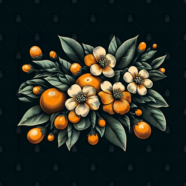 Orange Floral Illustration by Jenni Arts