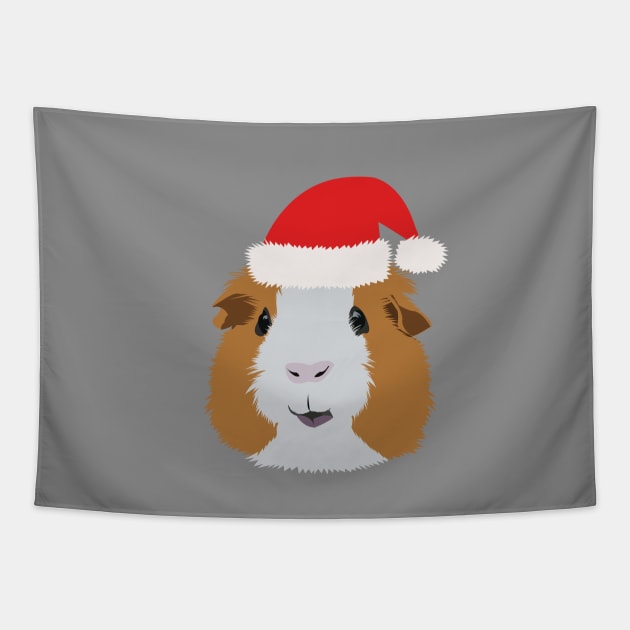 Christmas Orange and White Guinea Pig Tapestry by KCPetPortraits