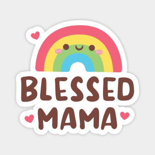 Blessed Mama, Cute Rainbow And Hearts Magnet