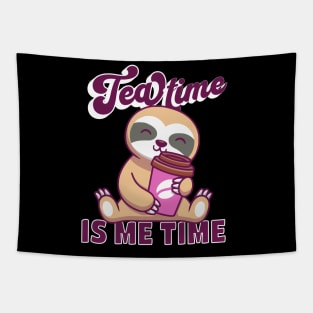 Tea Time is Me Time Sloth with Cup Tapestry