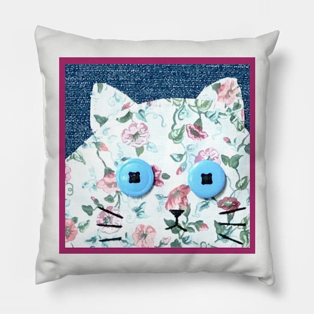 2 Fat Cats #2 Pattern Cat Mixed Media Image Pillow by ErinBrieArt