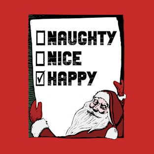 Family Christmas - Naughty Nice HAPPY, Family Christmas T-shirt, Pjama T-Shirt