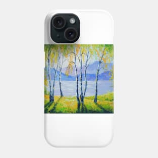 Birch trees by the river Phone Case