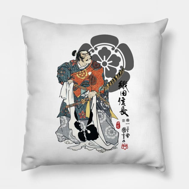 Oda Nobunaga Ukiyo-e Pillow by Takeda_Art