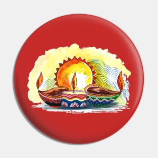 Diwali Concept Watercolor Pin