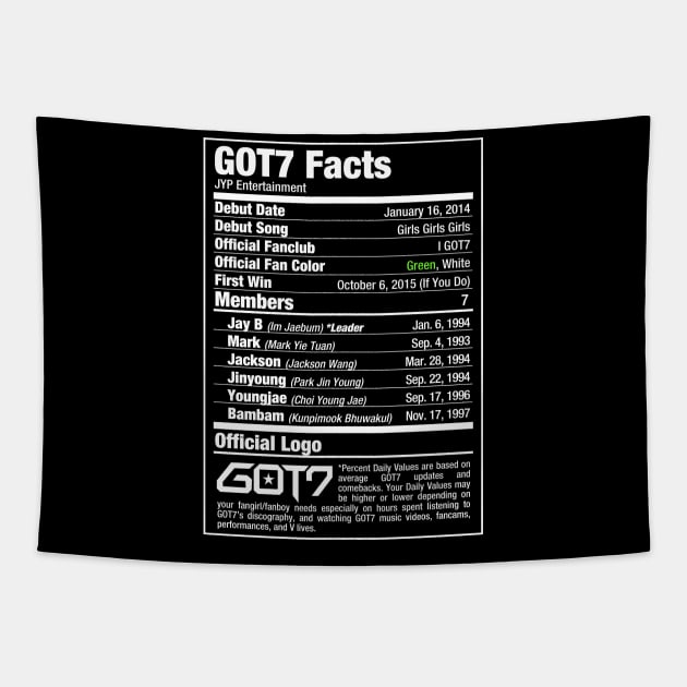 GOT7 Nutritional Facts 2 Tapestry by skeletonvenus