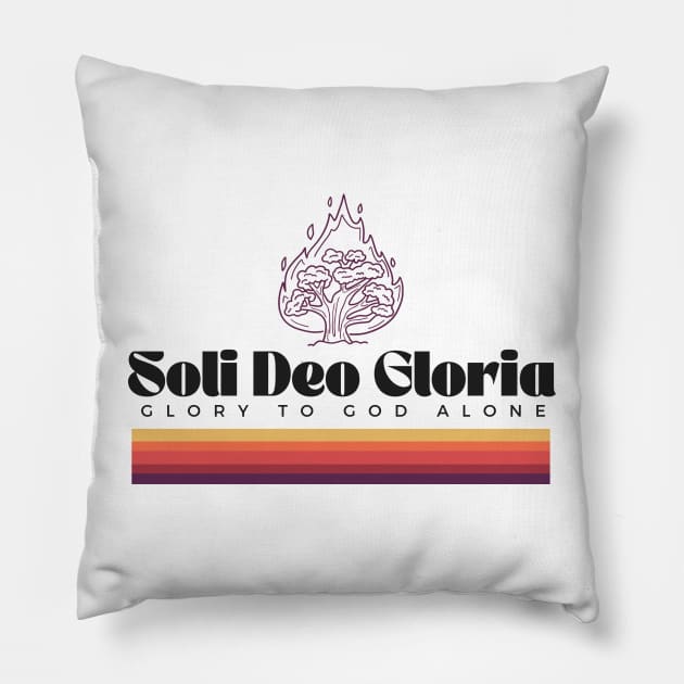 Burning Bush Soli Deo Gloria sun fire Pillow by Patrickchastainjr