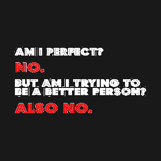 Am I Perfect? No. Am I Trying To Be A Better Person? Also No. T-Shirt