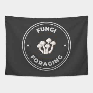 Fungi mushroom foraging hunter logo Tapestry