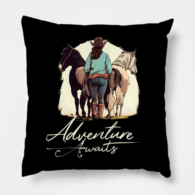 Love Horse Riding Pillow by ArtRoute02