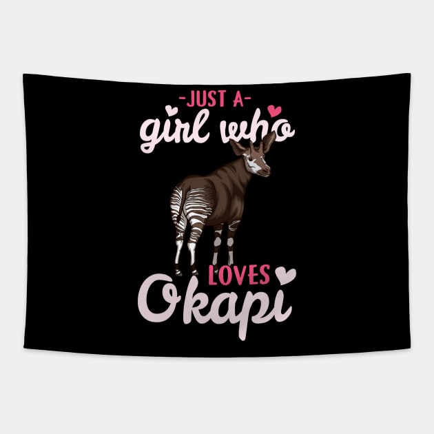 Just a Girl who loves Okapi I Zebra Forest Giraffe design Tapestry by biNutz