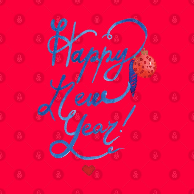 Happy New Year & Merry Christmas watercolor print by cloudymoon