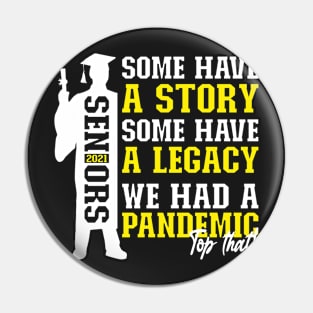 Pandemic Graduation | White And Yellow  Text Boys Funny Graduation Pin