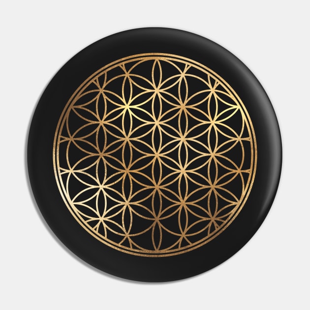 Flower of Life, Faux Gold Foil Pin by PixDezines