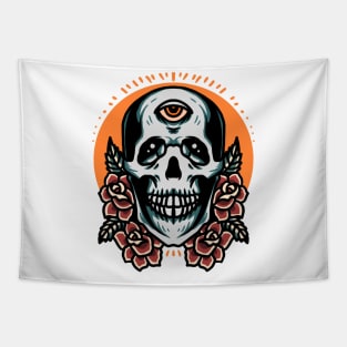 skull and roses tattoo design Tapestry