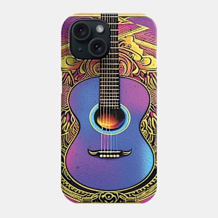 Acoustic Guitar Portrait Oil Painting Style Digital Art Phone Case