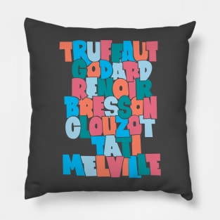 French Cult Movie Directors Typo Design Pillow