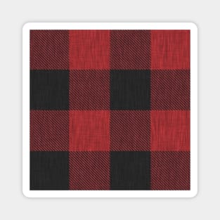 Red and Black Textured Buffalo Plaid Magnet