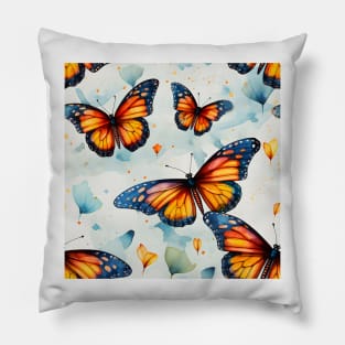 Monarch Butterflies Watercolor 12 Pillow