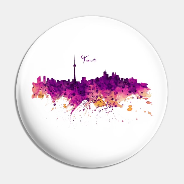 Toronto Watercolor Skyline Pin by Marian Voicu