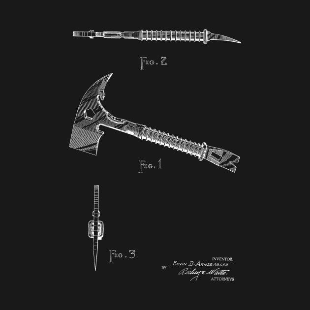 combination fireman’s ax and wrecking tool Vintage Patent Hand Drawing by TheYoungDesigns