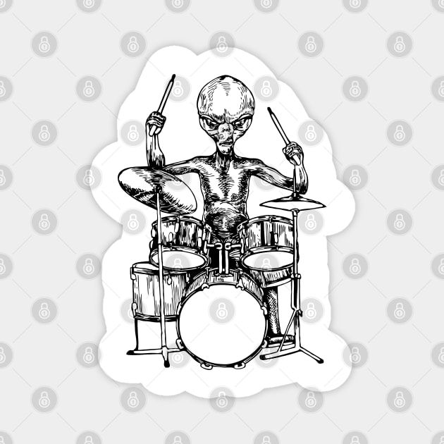 SEEMBO Alien Playing Drums Drummer Musician Drumming Band Magnet by SEEMBO