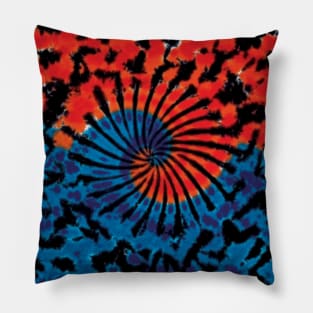 Mini Spiral Crumble Red Blue Black Tie Dye Pillow