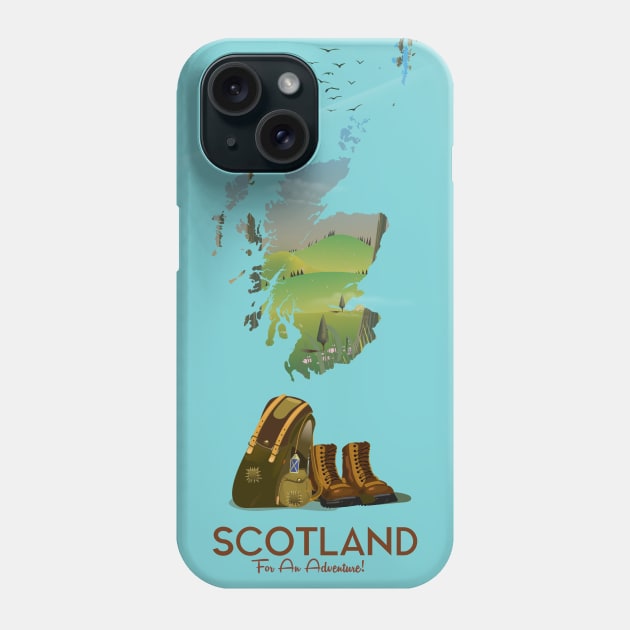 Scotland Map Travel Poster Phone Case by nickemporium1