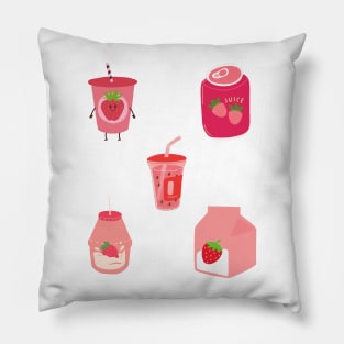 Pink aesthetic cute kawaii strawberry pack Pillow